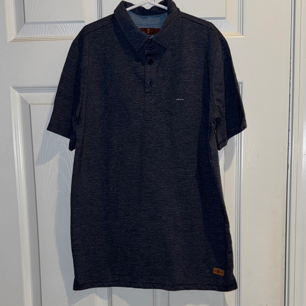 Boys NWT 7 For All Mankind Blue Heather Polo Size Large